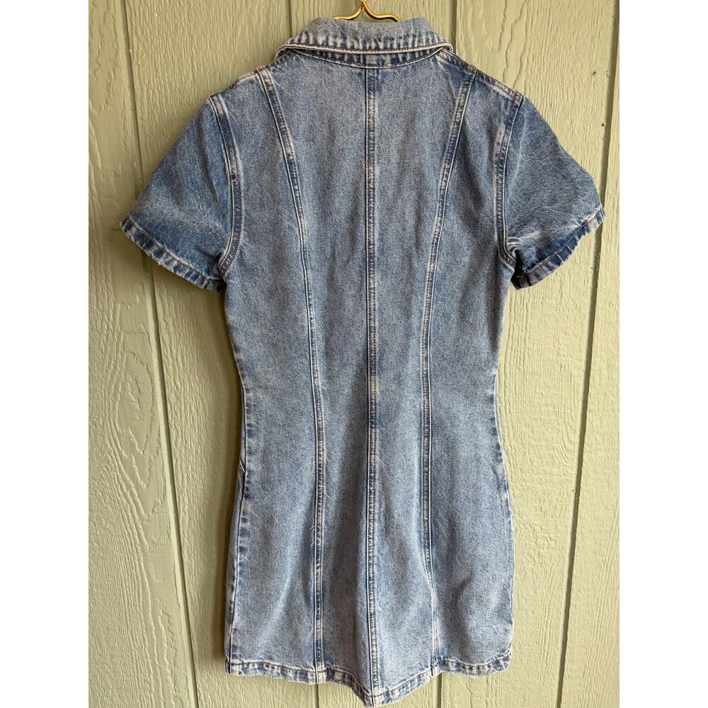 Anthropologie Pilcro Short-Sleeve Denim Button-Front Mini Dress Size 4 - Picture 7 of 7